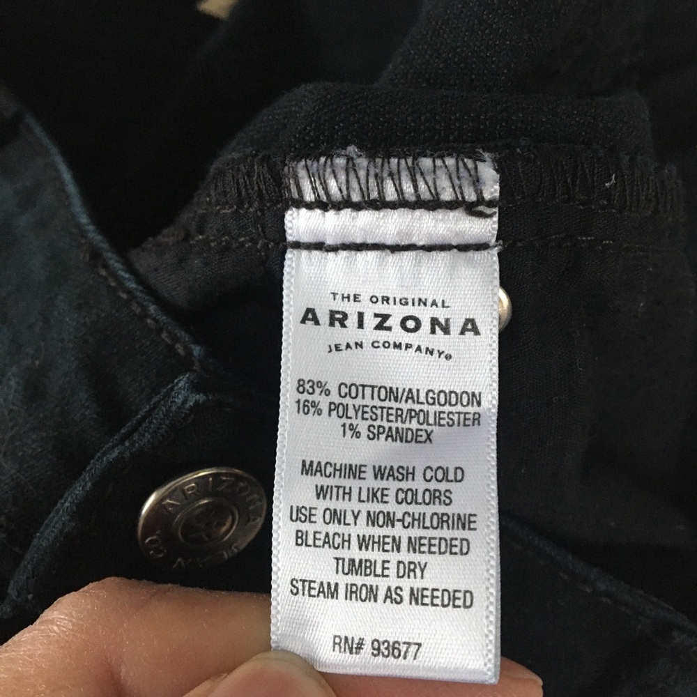 ARIZONA JEAN CO 16 1/2 COTTON BLEND 5 POCKET ZIPPER FRONT BLACK JEANS - Picture 9 of 10